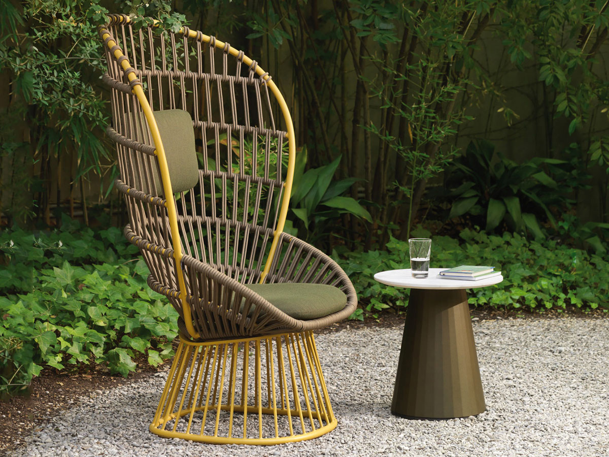Kettal Cala Armchair Central Base Curcum Marengo Cedar