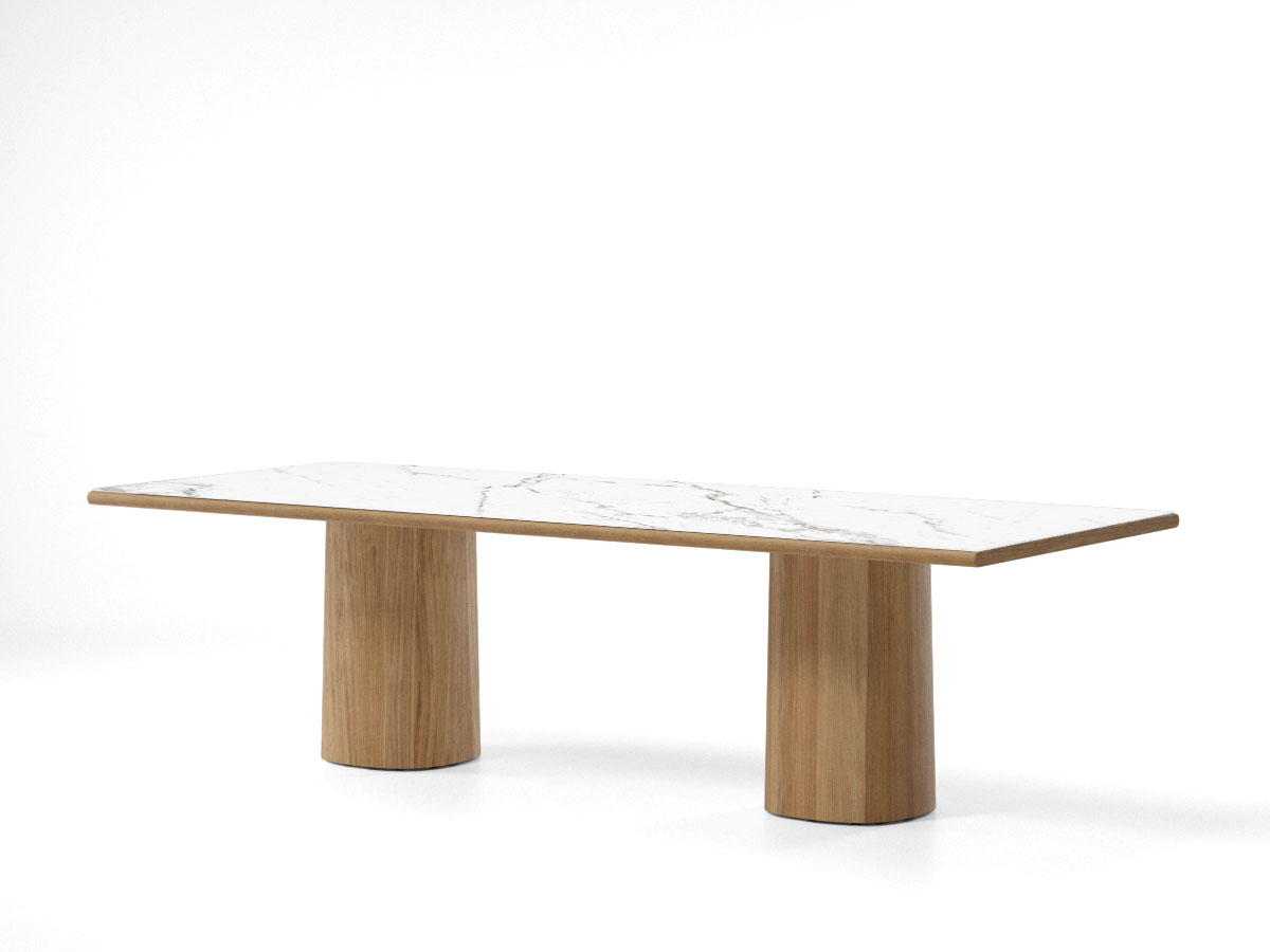 Kettal Giro Dining Table 220x108 Natural Teak Statuario White