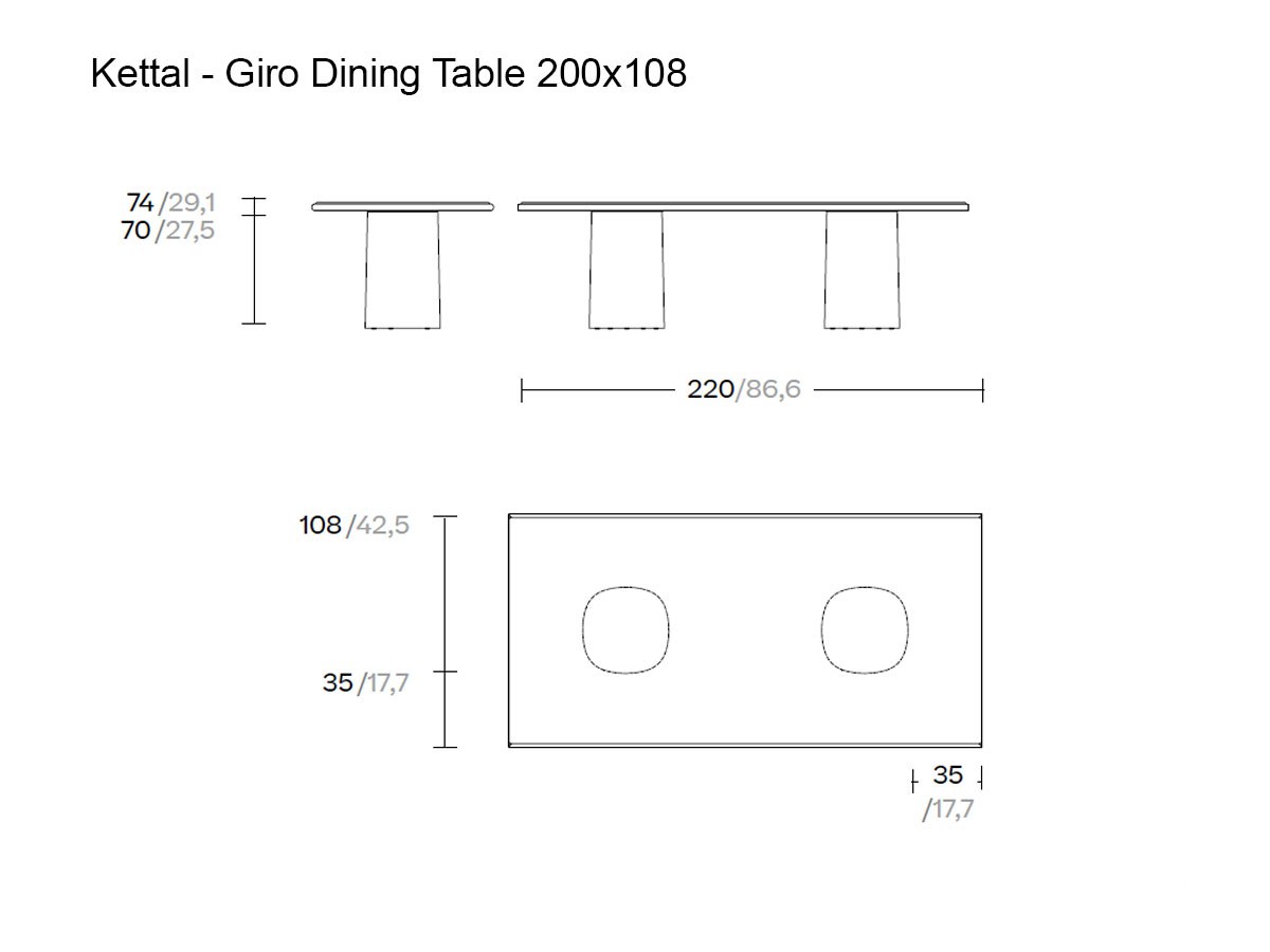 Kettal Giro Dining Table 220x108 Natural Teak Statuario White