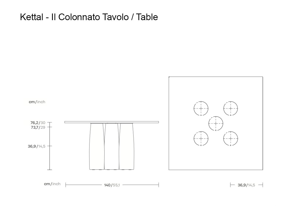 Kettal Il Colonnato Square Table 5 Legs