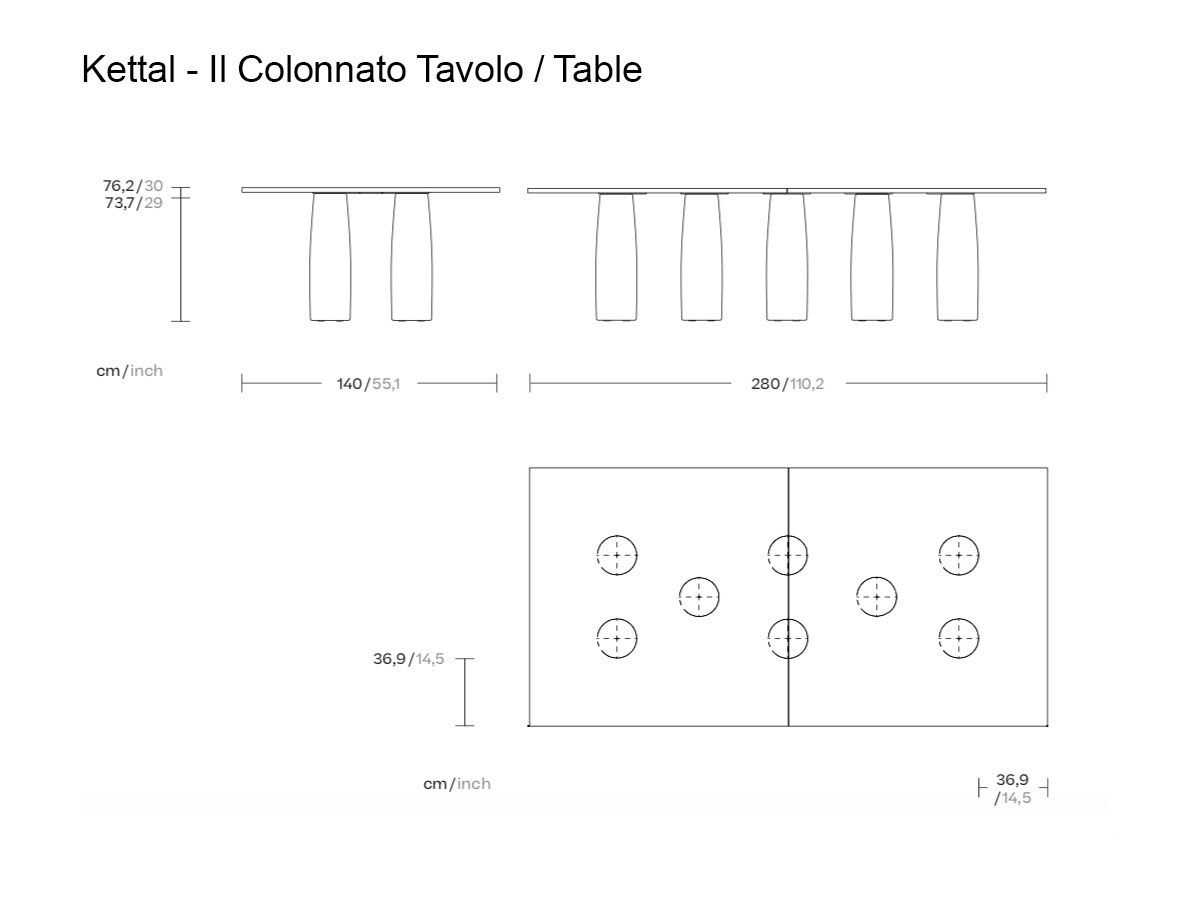 Kettal Il Colonnato Rectangular Table 8 Legs