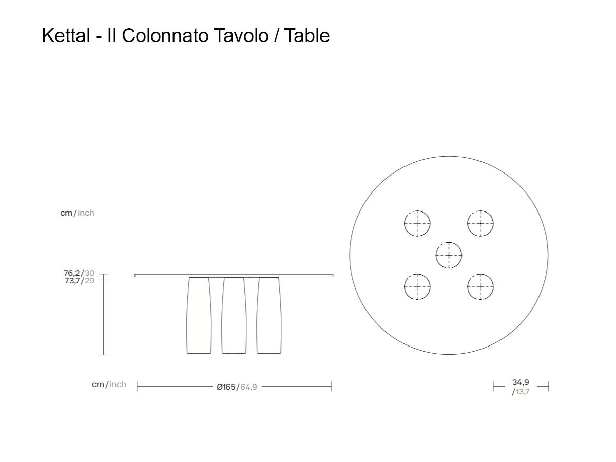 Kettal Il Colonnato Round Table 5 Legs
