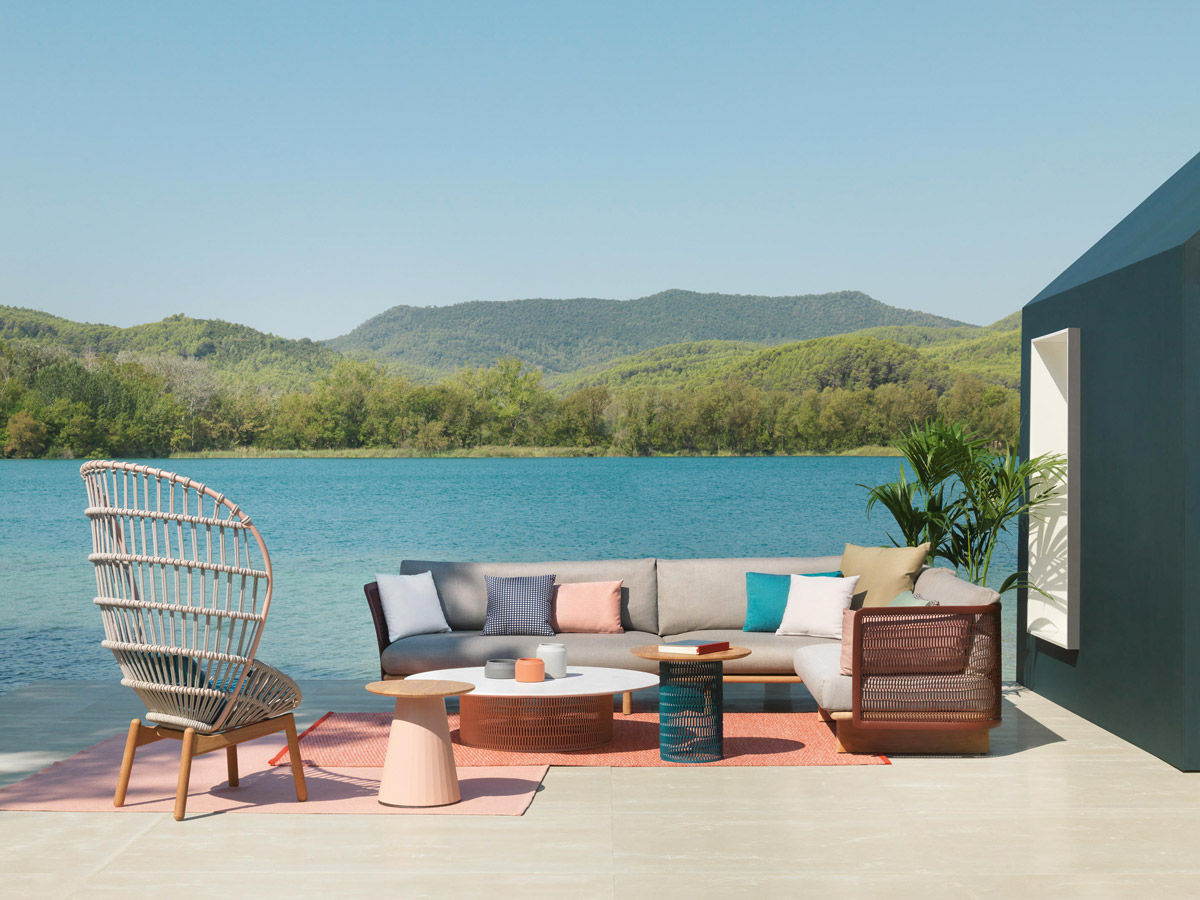 Kettal Mesh Three Seater Sofa Gypsum Carribean
