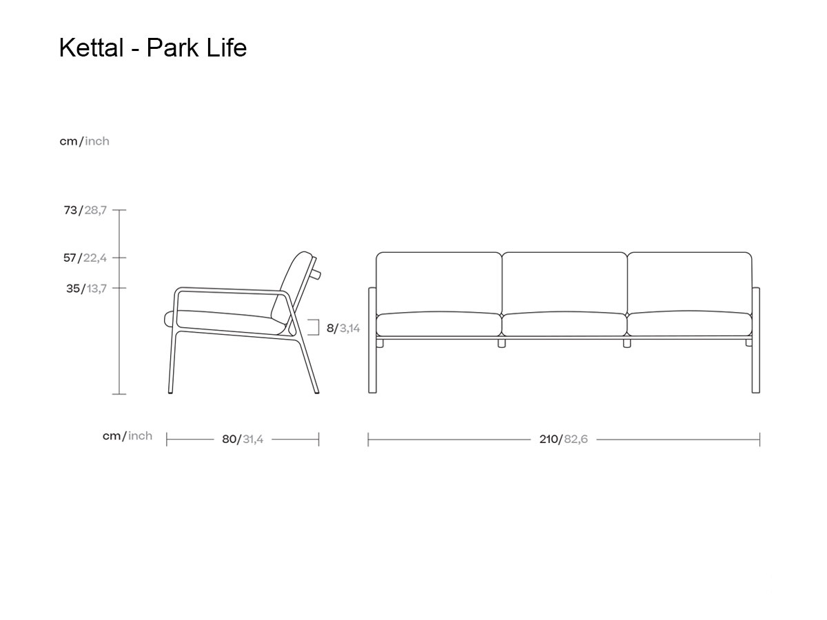 Kettal Park Life 3 Seater Sofa