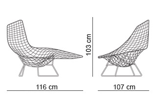 Knoll Bertoia Asymmetric Chaise Full Cover