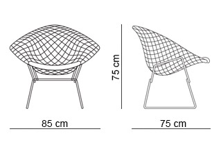 Knoll Bertoia Diamond Chair Gold Base