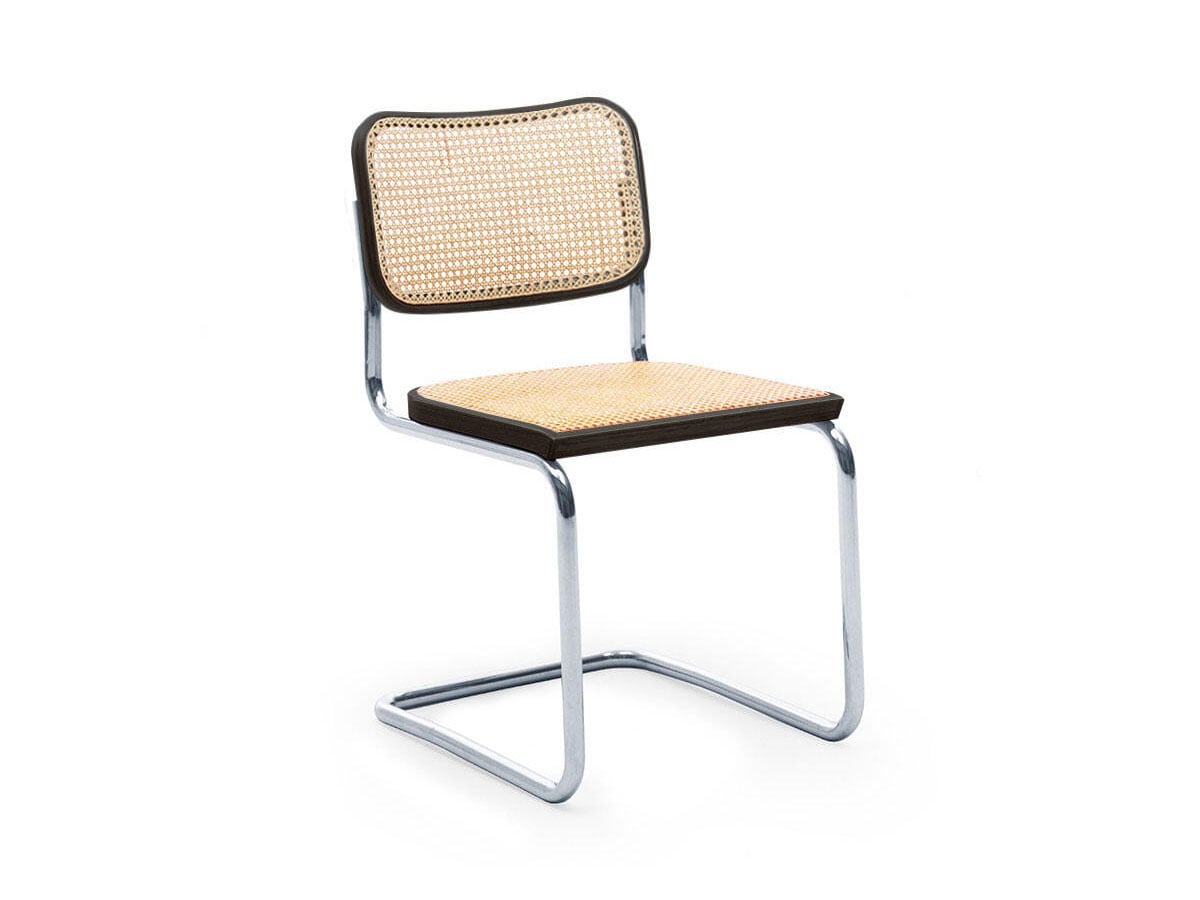 Knoll Cesca Chair Armless Hand Stuffed Black Stained Beech