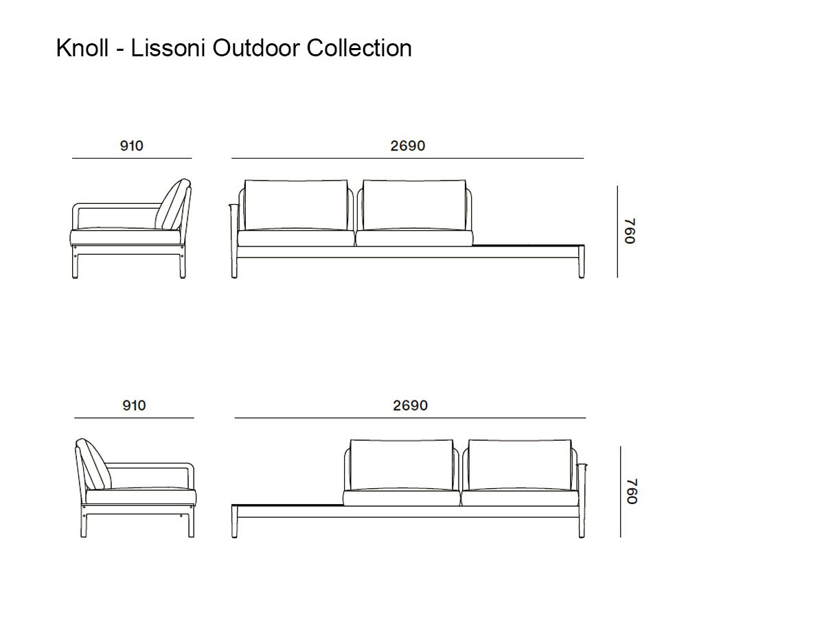 Knoll Lissoni Outdoor Collection Asymmetrical Sofa