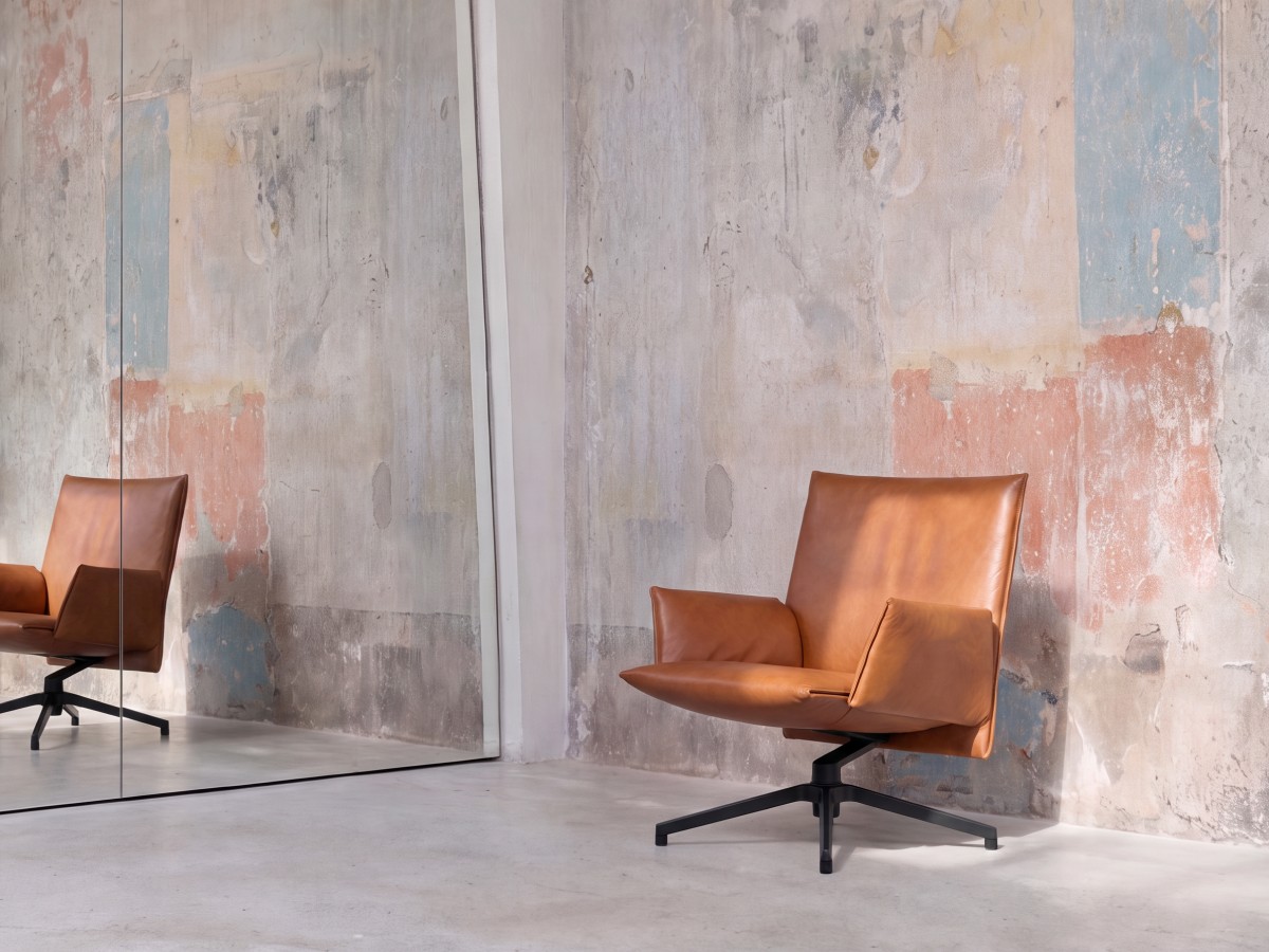 Knoll Pilot Chair Low Backrest Leather Cognac Venezia