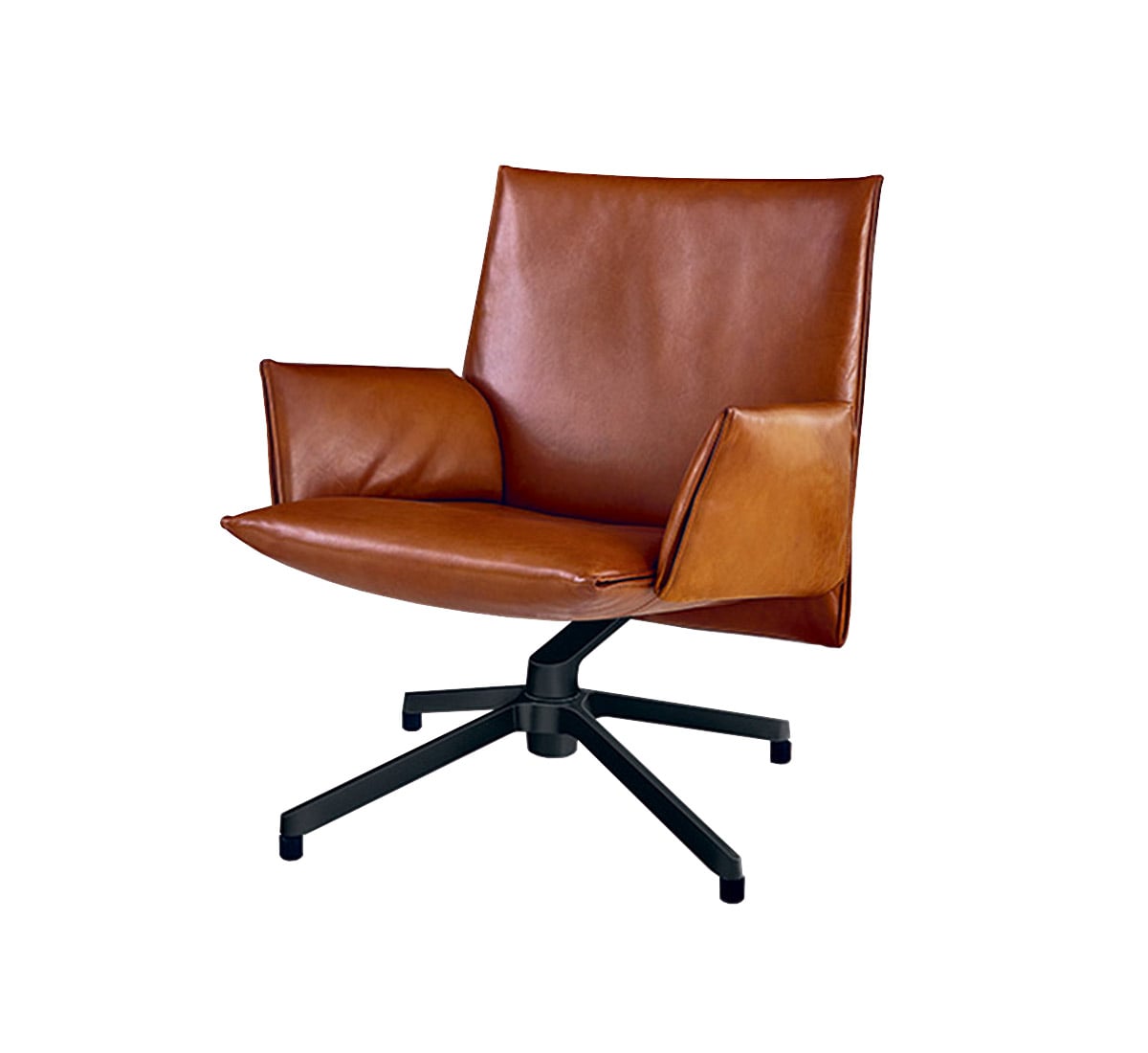 Knoll Pilot Chair Low Backrest Leather Cognac Venezia