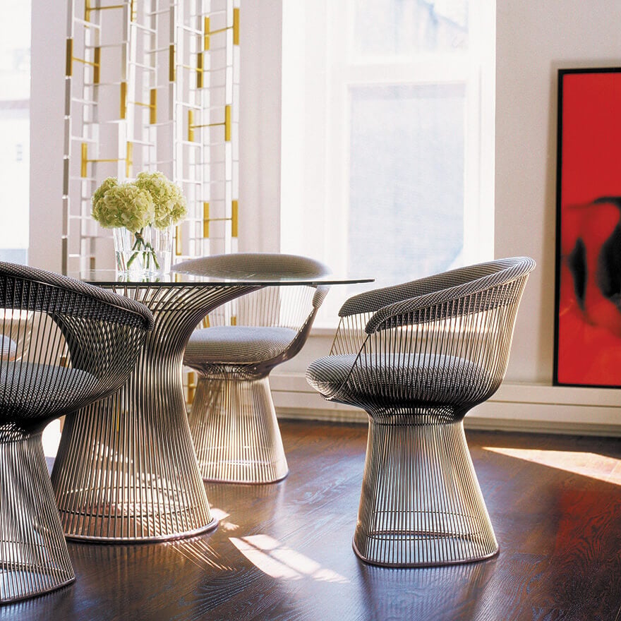 Knoll Platner Dining Table Gold Base