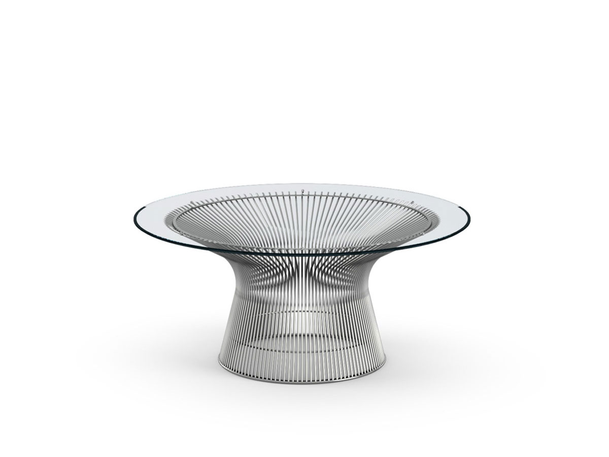 Knoll Platner Coffee Table O 915 Cm Polished Nickel Clear Glass