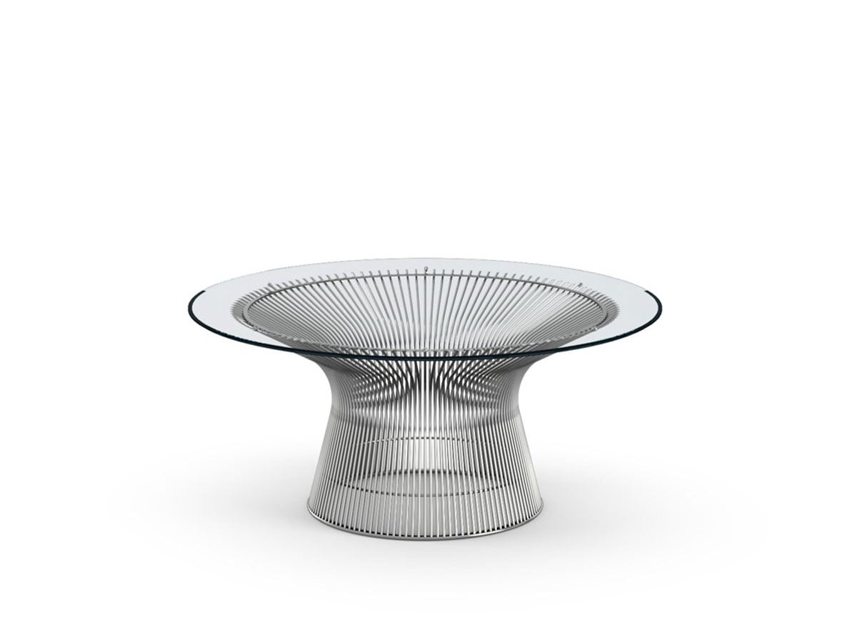 Knoll Platner Coffee Table O 915 Cm Polished Nickel Clear Glass