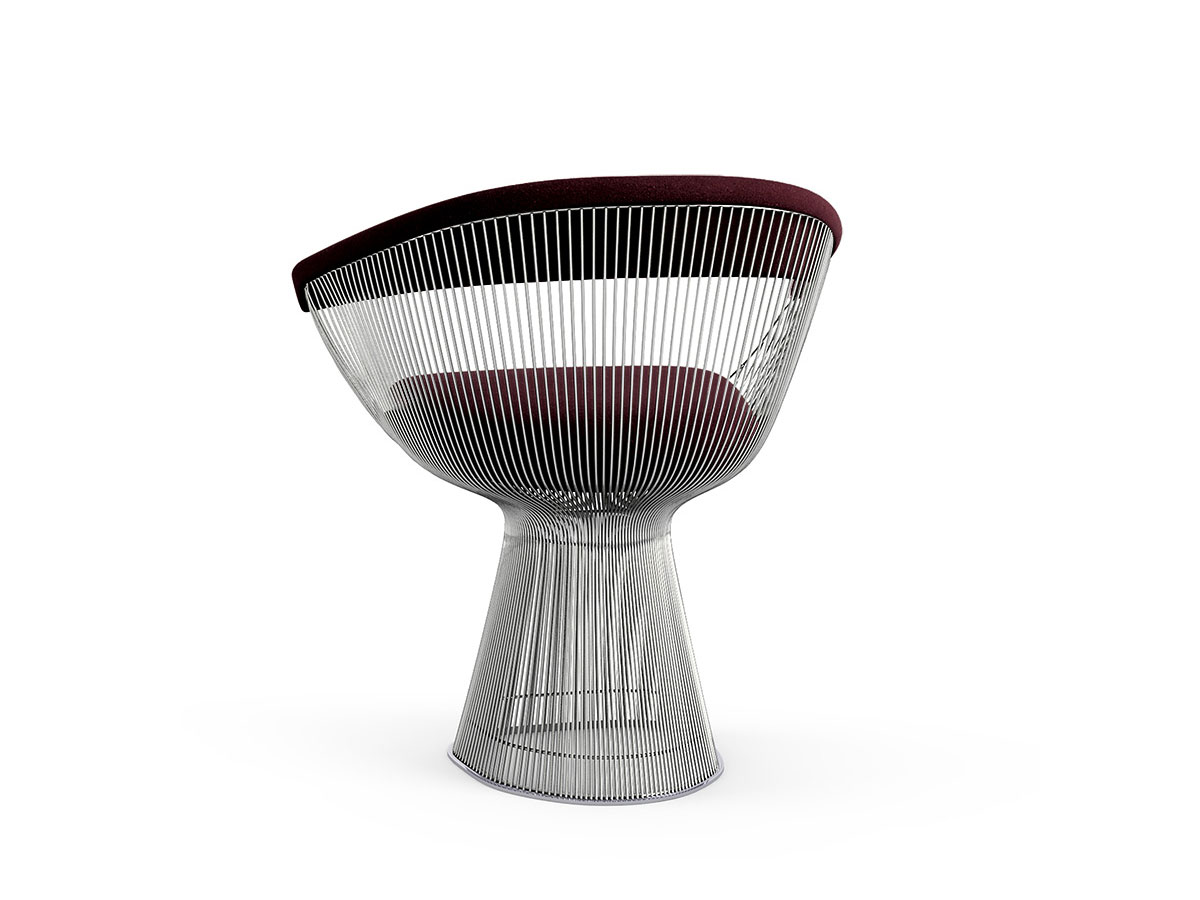 Knoll Platner Small Armchair Nickel Velvet Wine
