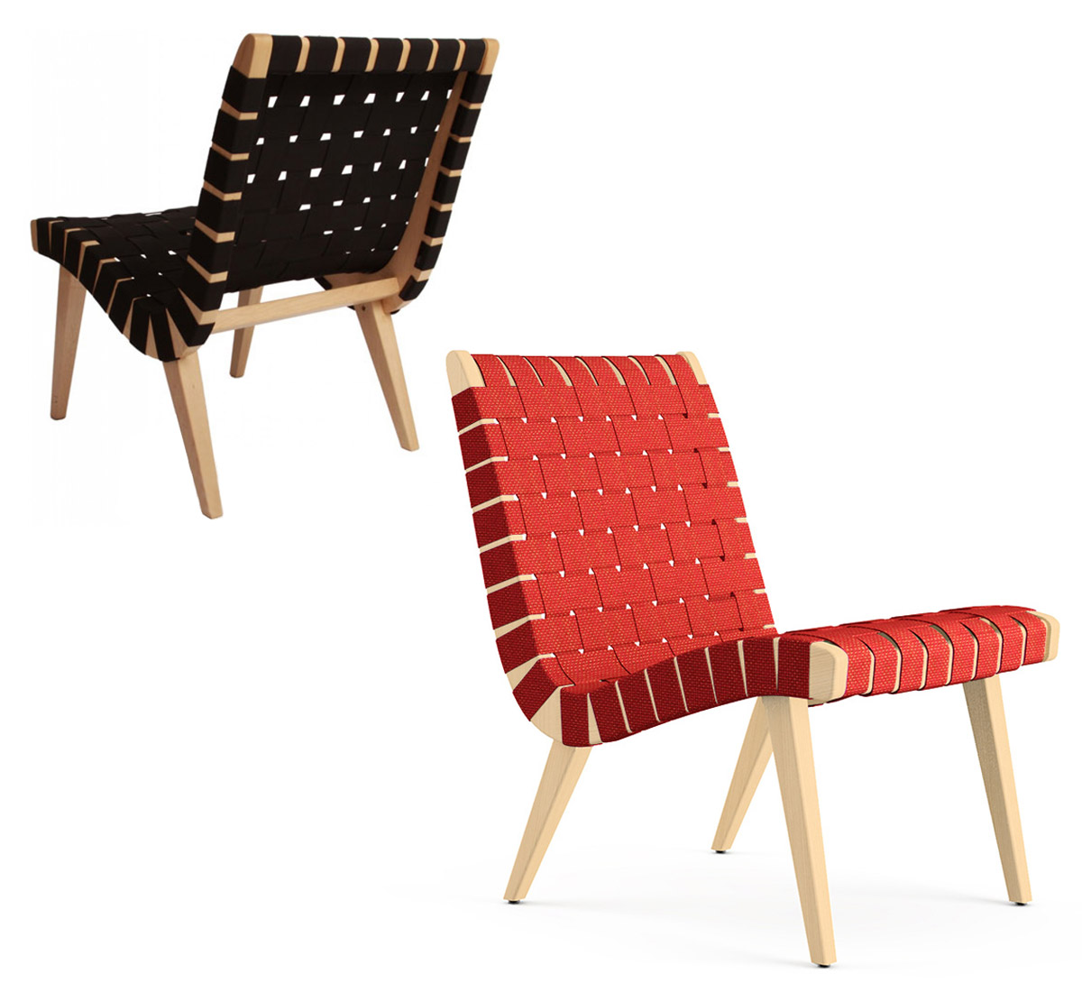 Knoll Risom Lounge Chair Red Black