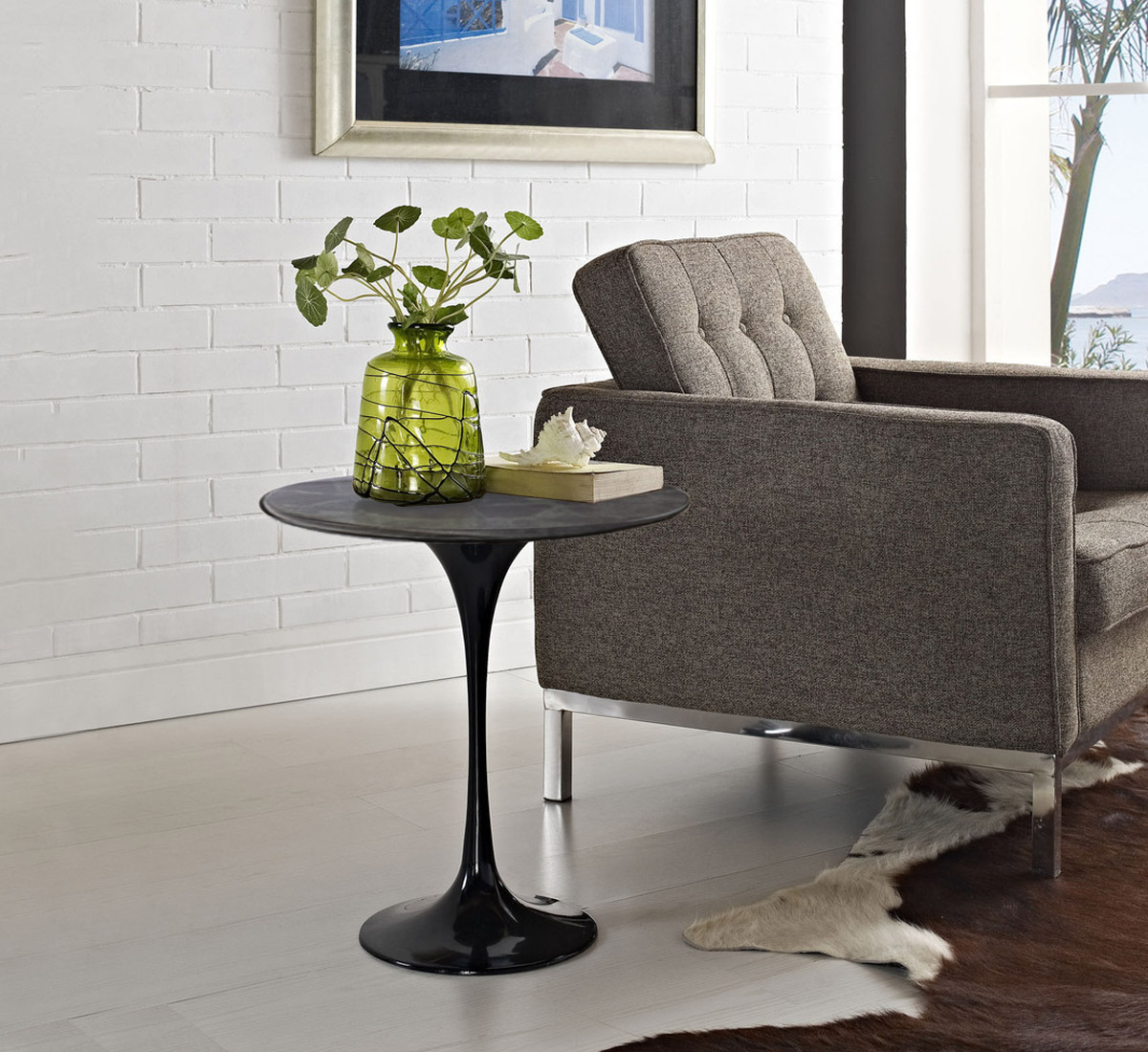 Knoll Saarinen Table Basse O 51 H 37 Laminate Black Rilsan Black
