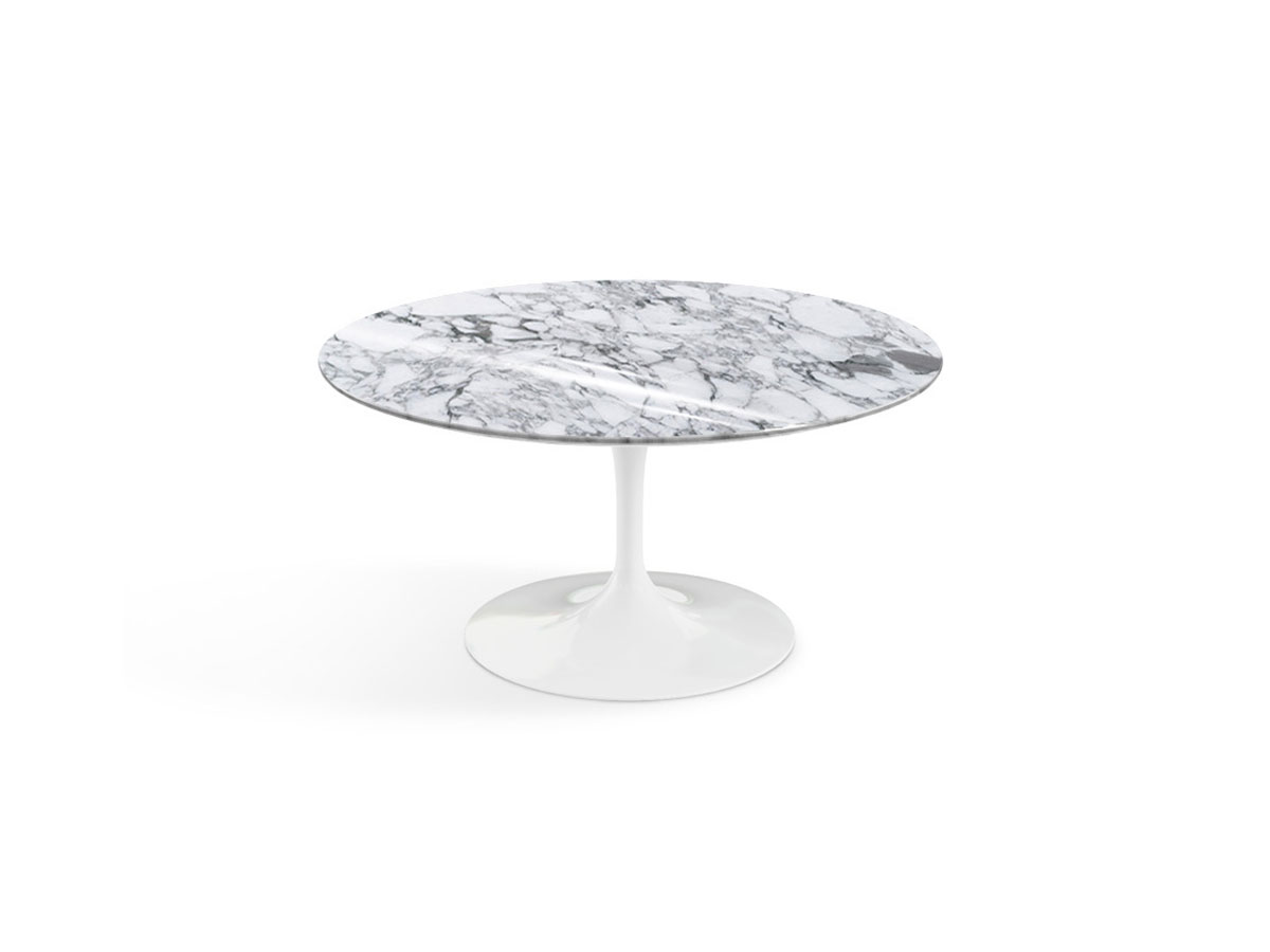 Knoll Saarinen Coffee Table O 91 Shiny Arabscato Marble White Rilsan
