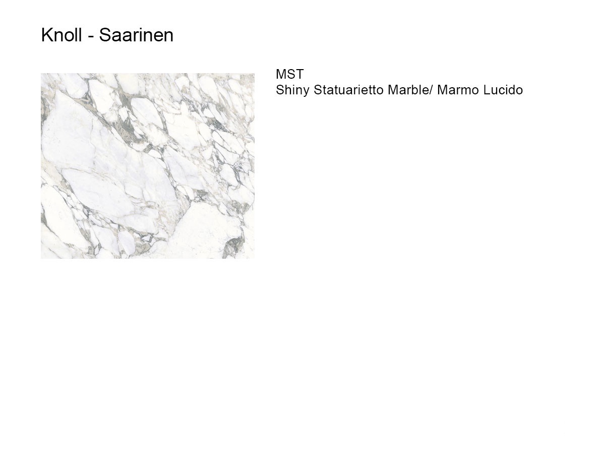 Knoll Saarinen Round Table O 91 Shiny Statuarietto Marble White Rilsan