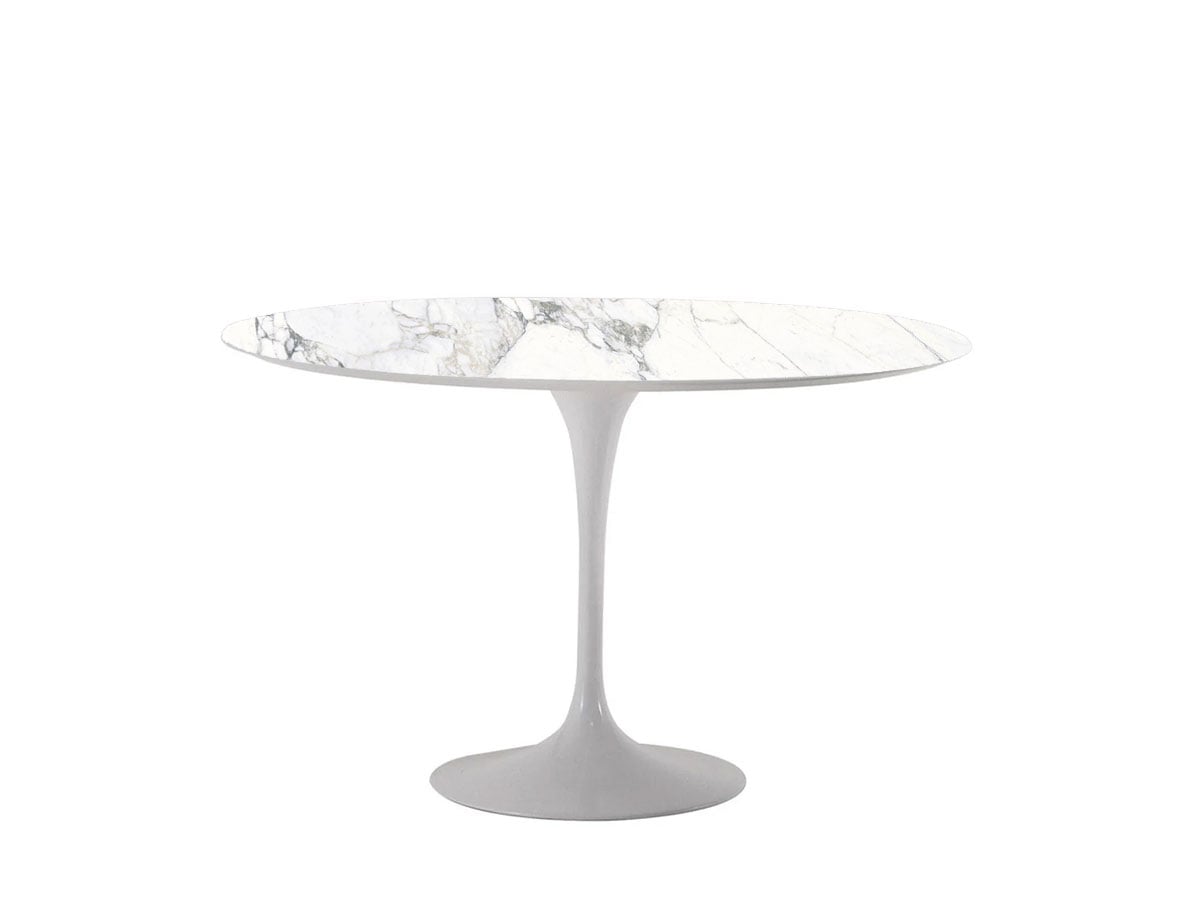 Knoll Saarinen Round Table O 91 Shiny Statuarietto Marble White Rilsan