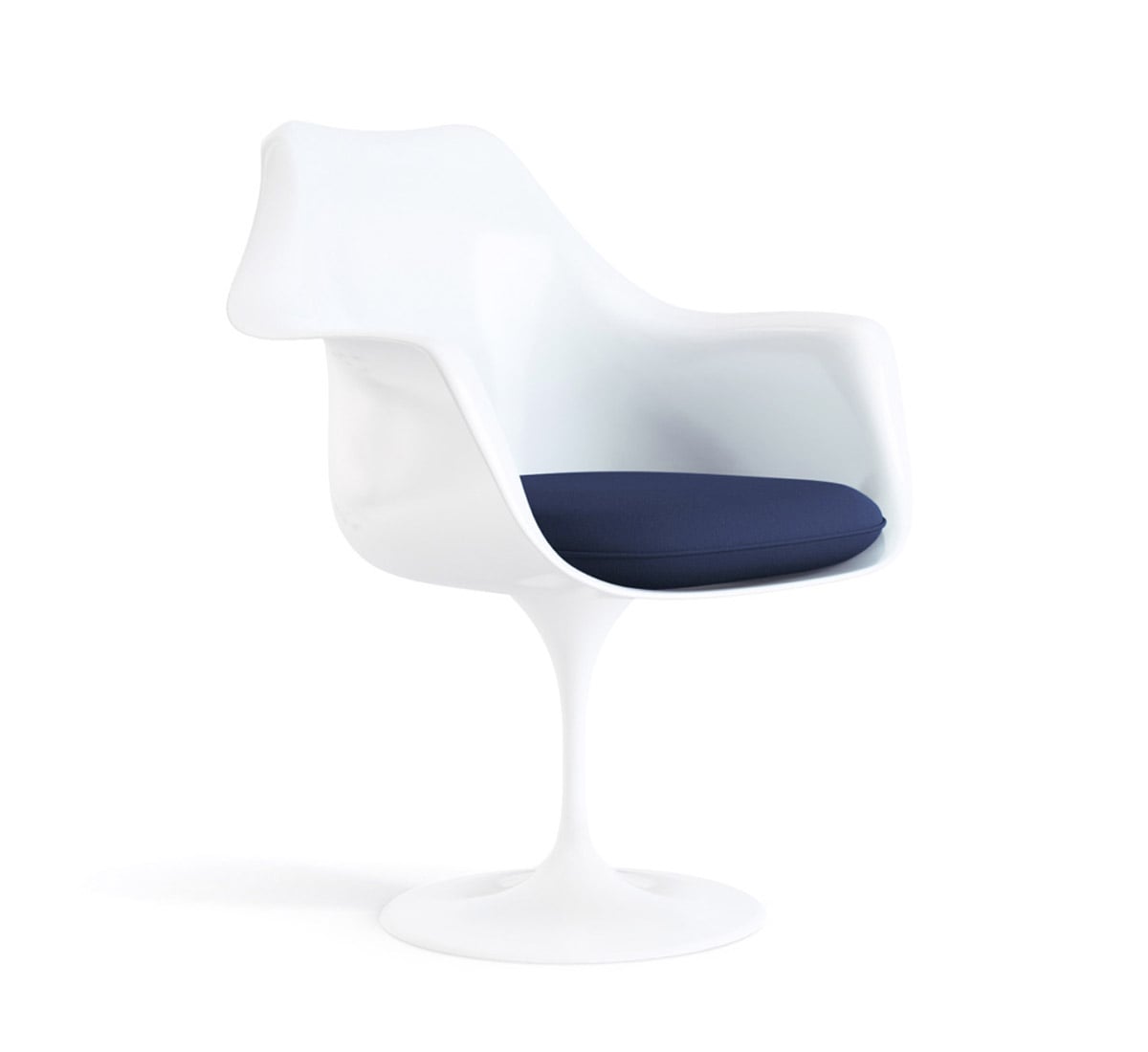 Knoll Tulip Armchair Fixed White With Cushion