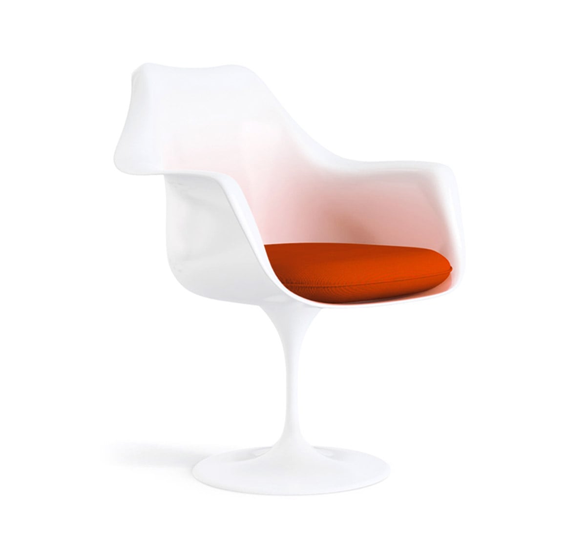 Knoll Tulip Armchair Fixed White With Cushion