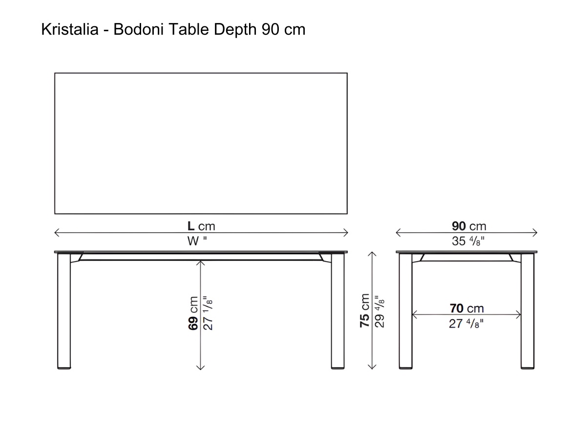 Kristalia Bodoni Table Depth 90 Cm
