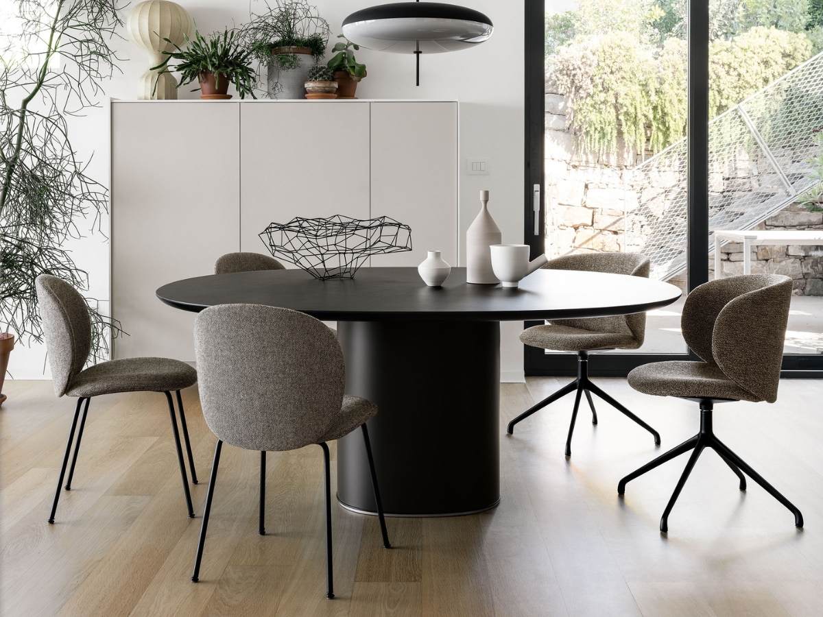 Kristalia Holo Pillar Table Oval Wooden Top