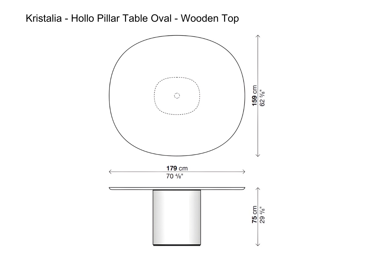 Kristalia Holo Pillar Table Oval Wooden Top