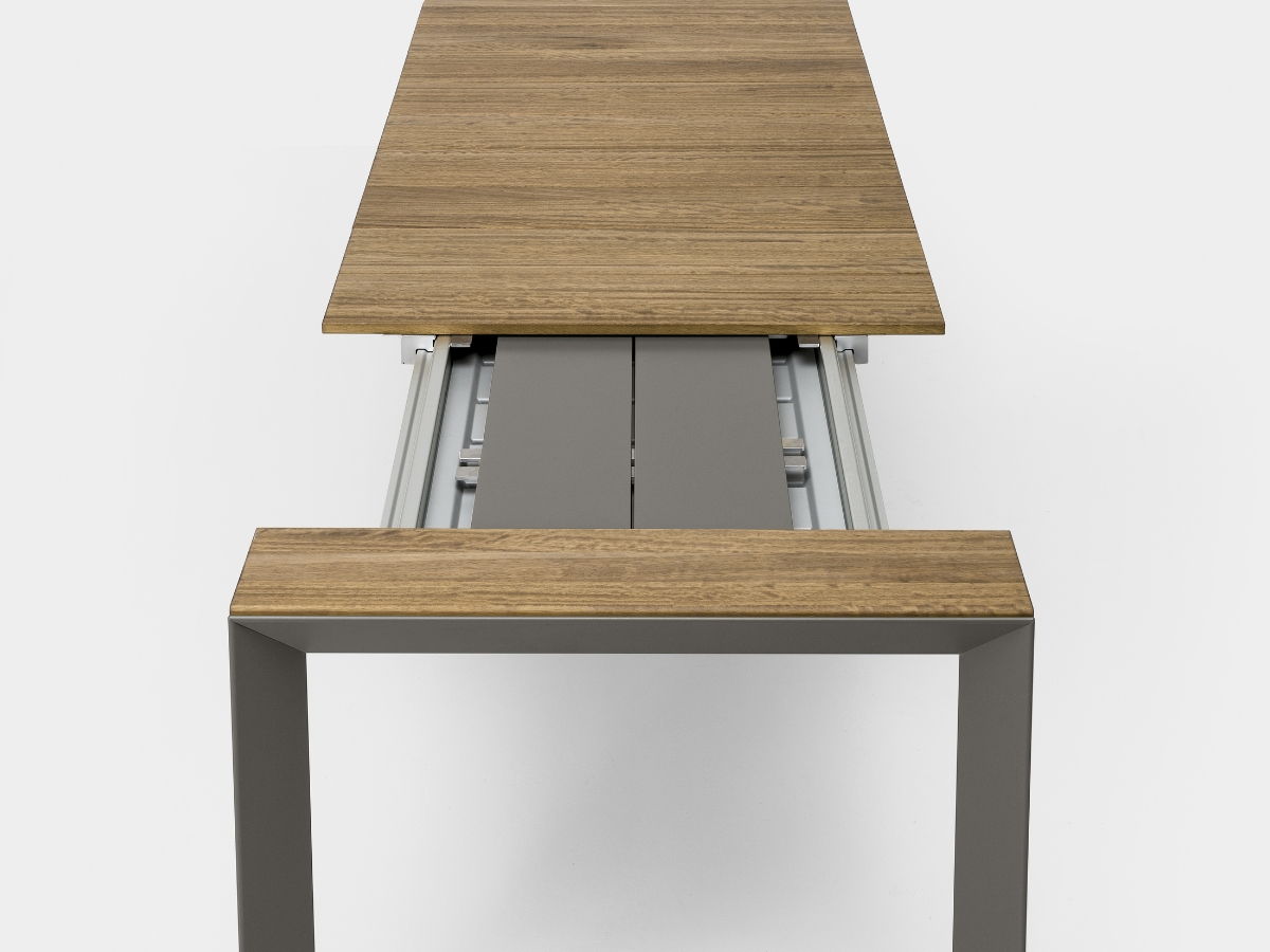 Kristalia Nori Extendable Table Slatted Depth 90 Cm London Grey