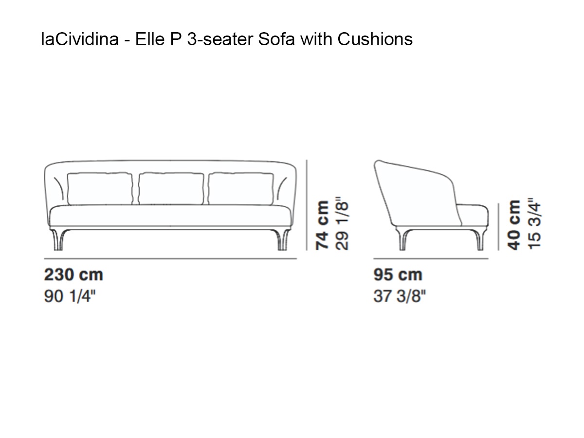 laCividina Elle P 3 Seater Sofa With Cushions
