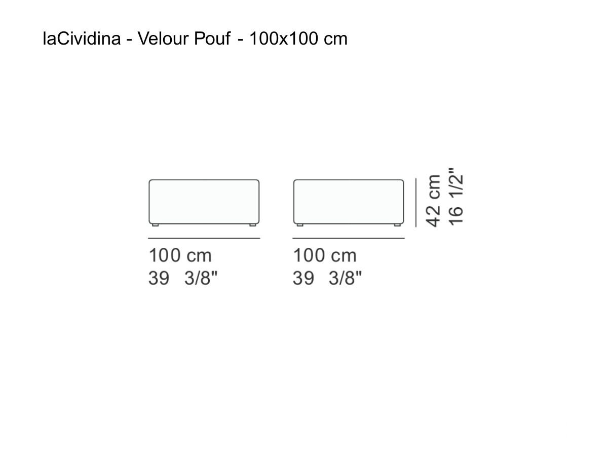 laCividina Velour Pouf 100x100 Cm