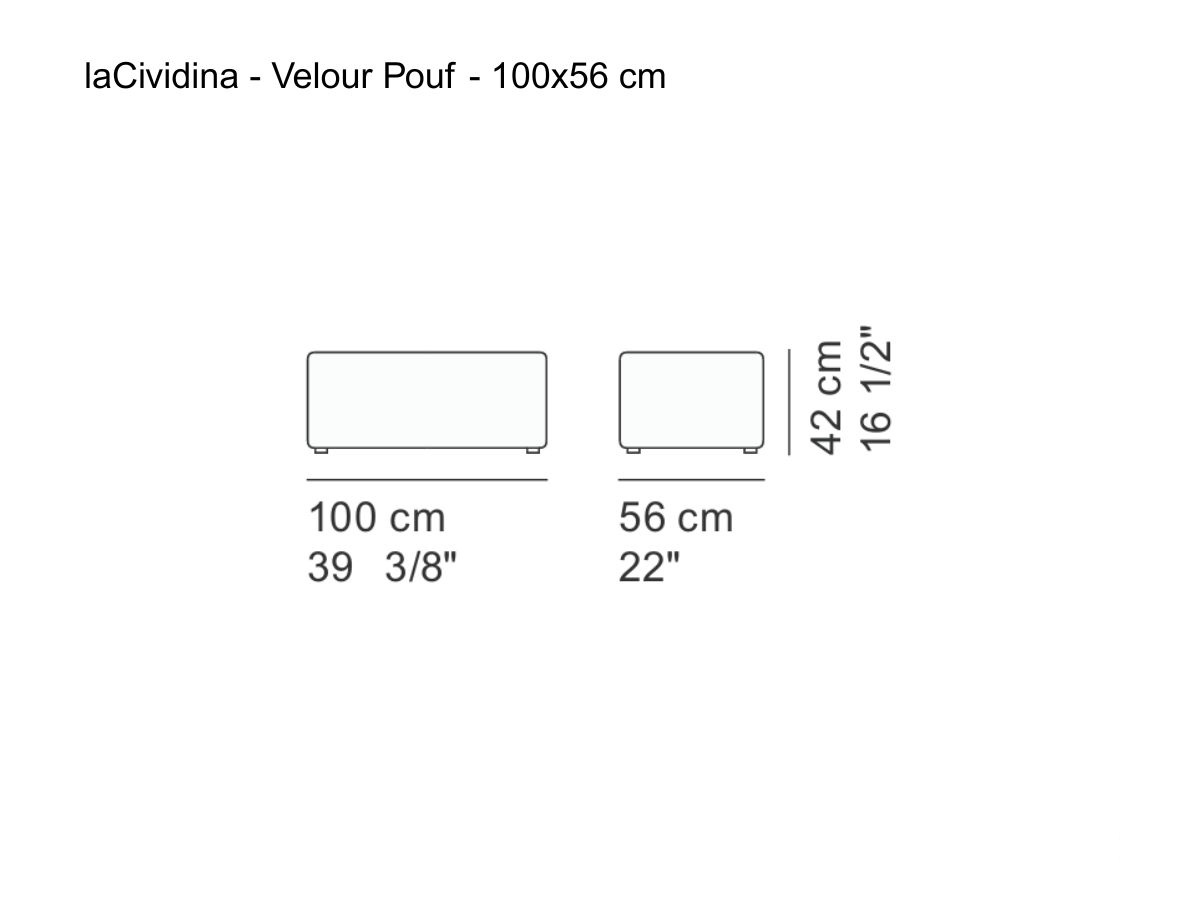 laCividina Velour Pouf 100x56 Cm
