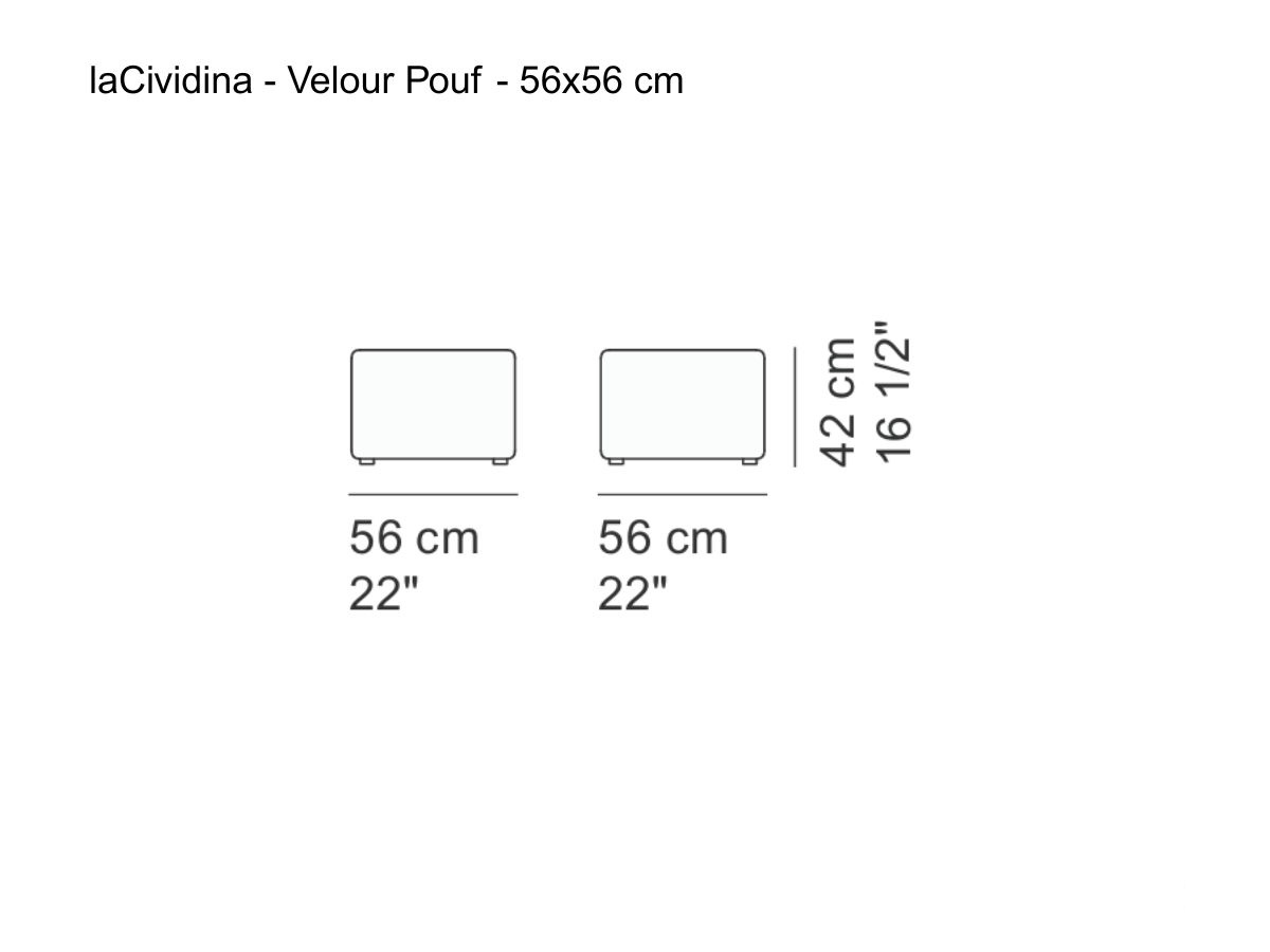 laCividina Velour Pouf 56x56 Cm
