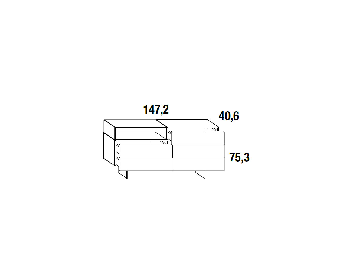 Lago 36e8 Dresser 190402 Polished Glass Graphite