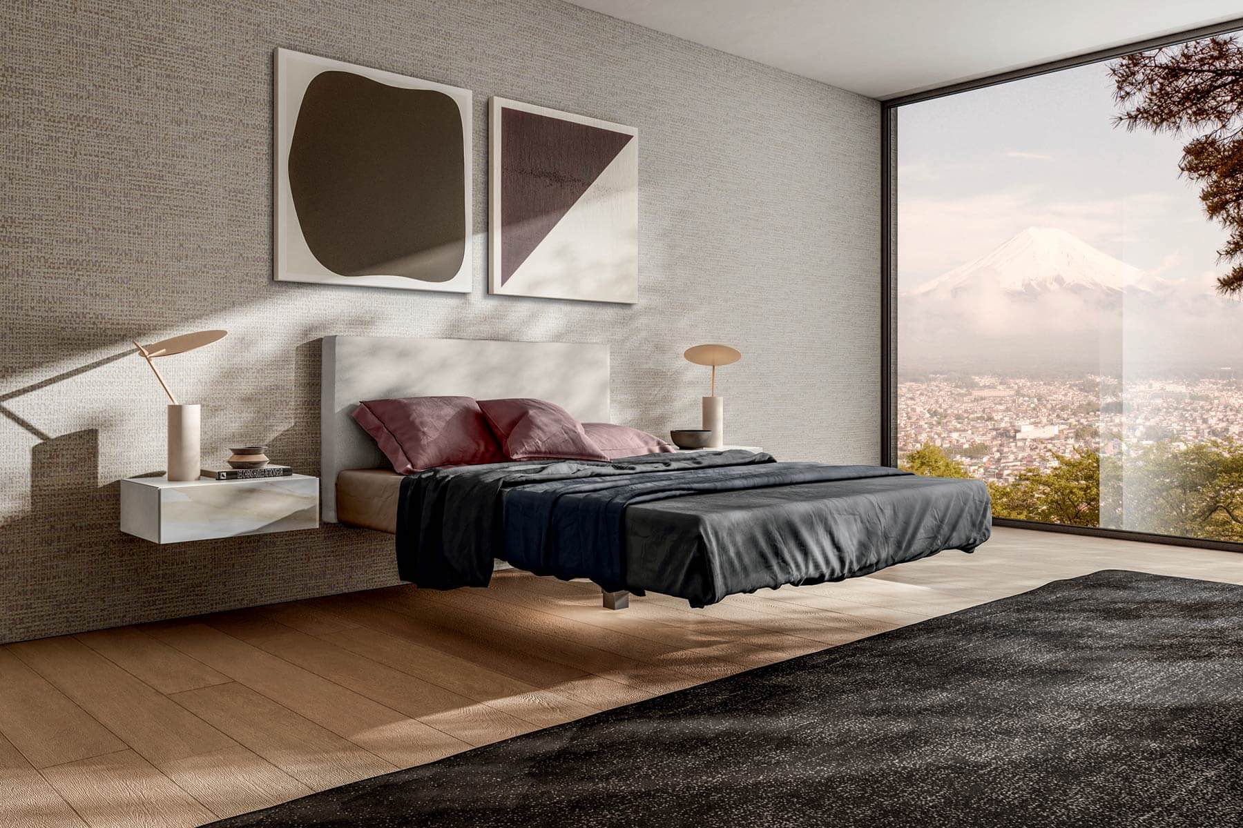 Lago Fluttua Bed Upholstered Headrest