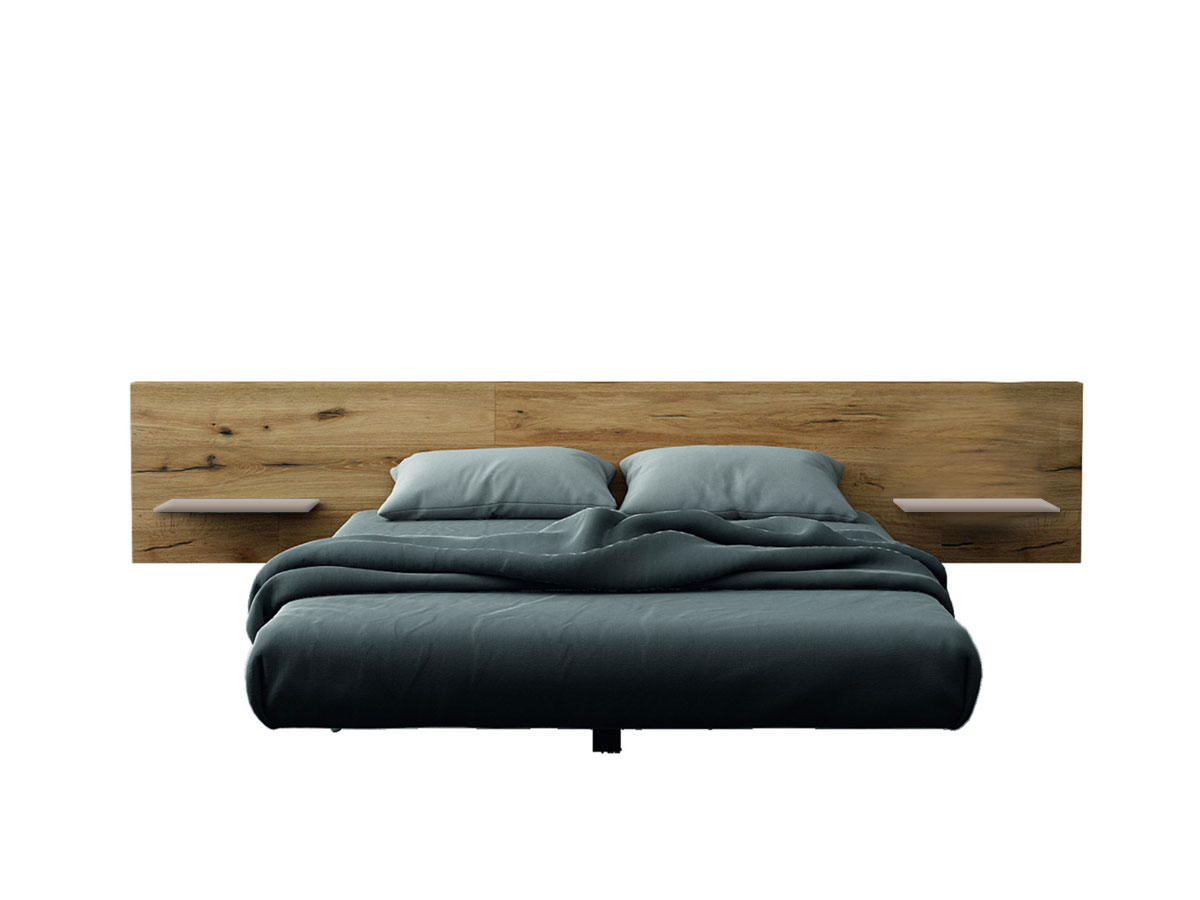 Lago Fluttua Bed Wildwood Headrest With Glass Shelves Iuta