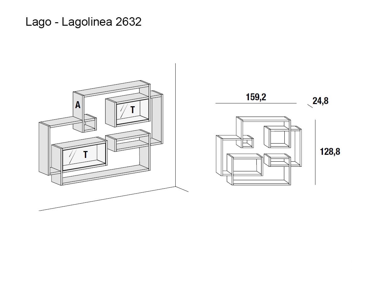 Lago Lagolinea Bookshelf System 2632