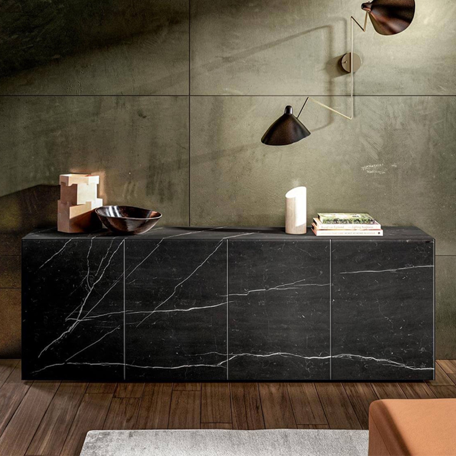 Lago Materia Sideboard 100703 Matt Xglass Marquina