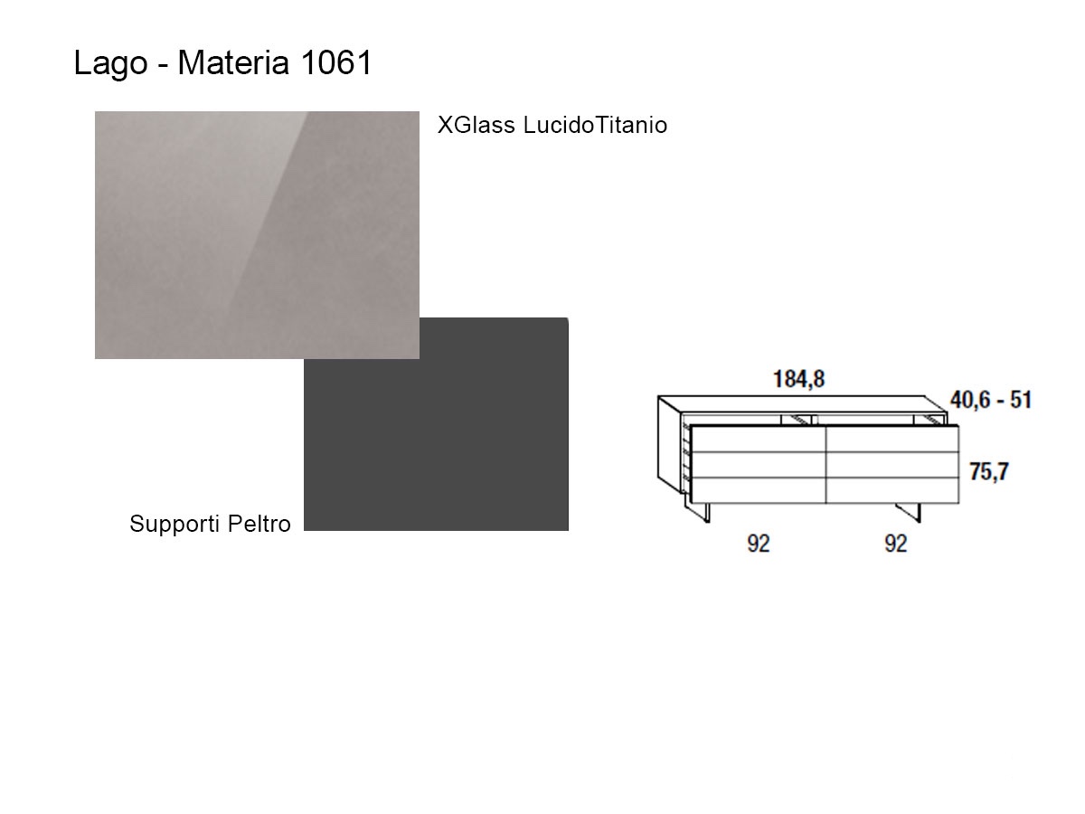 Lago Materia Dresser 106103 Xglass Polished Titanium