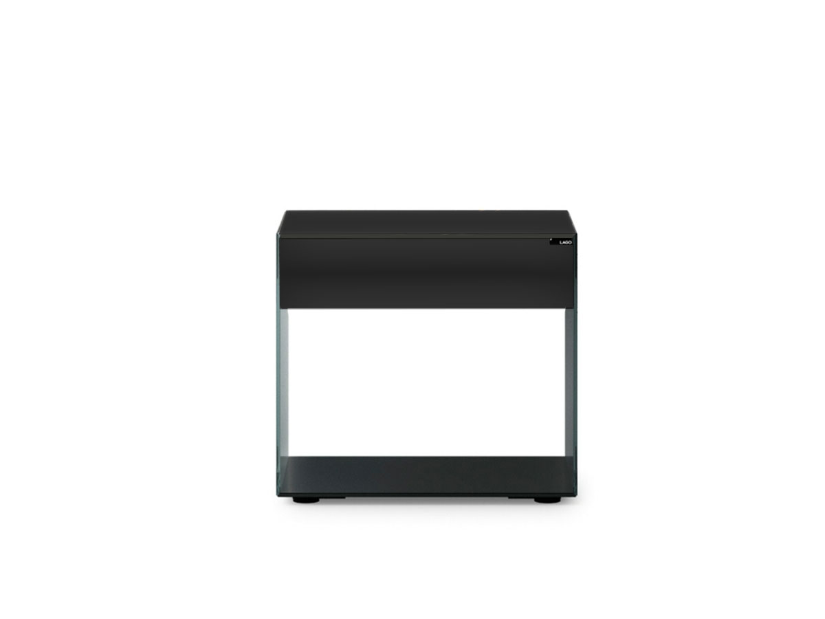 Lago Upglass Bedside Table 1396 Polished Glass Graphite