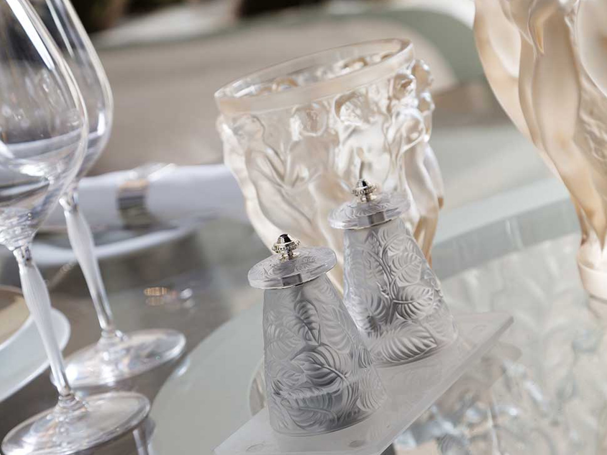 Lalique Feuilles Pepper And Salt Grinders