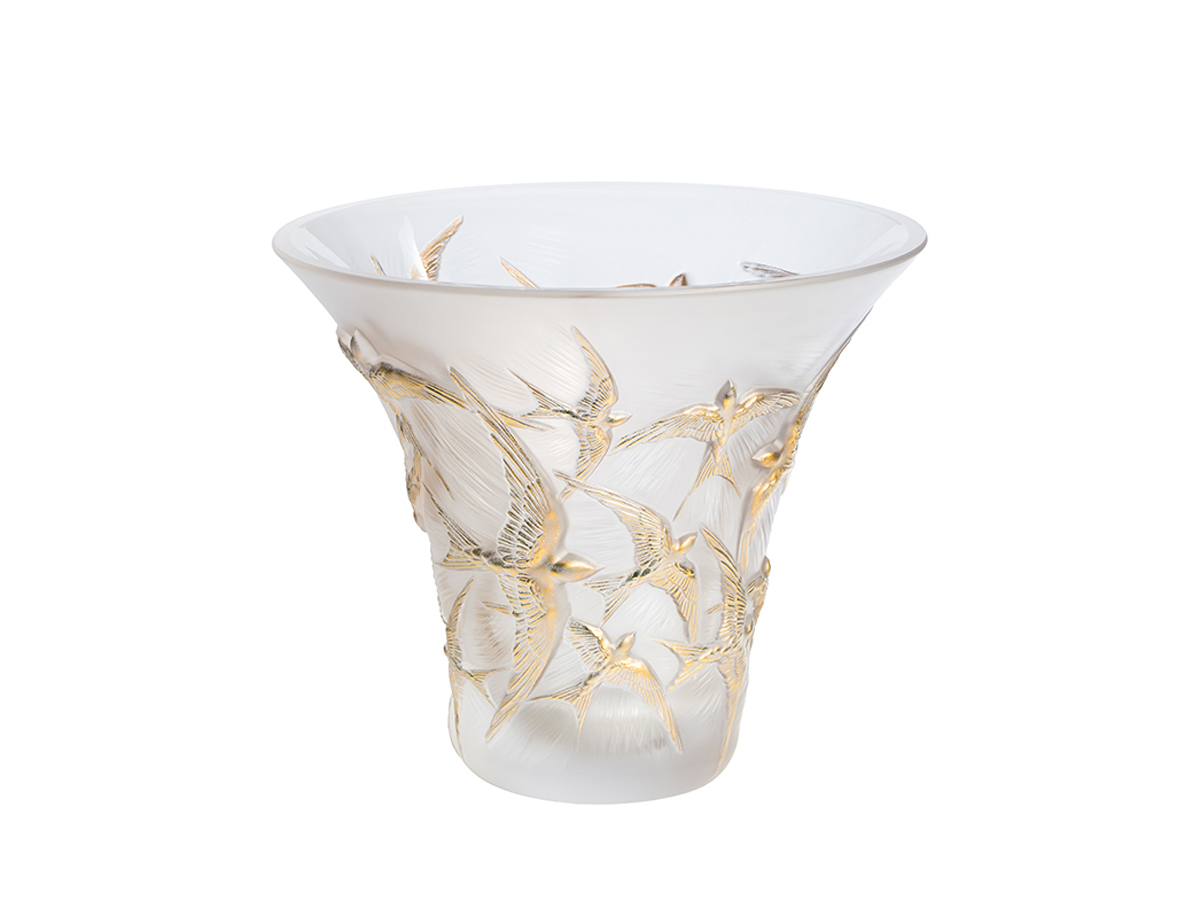 Lalique Hirondelles Flared Vase