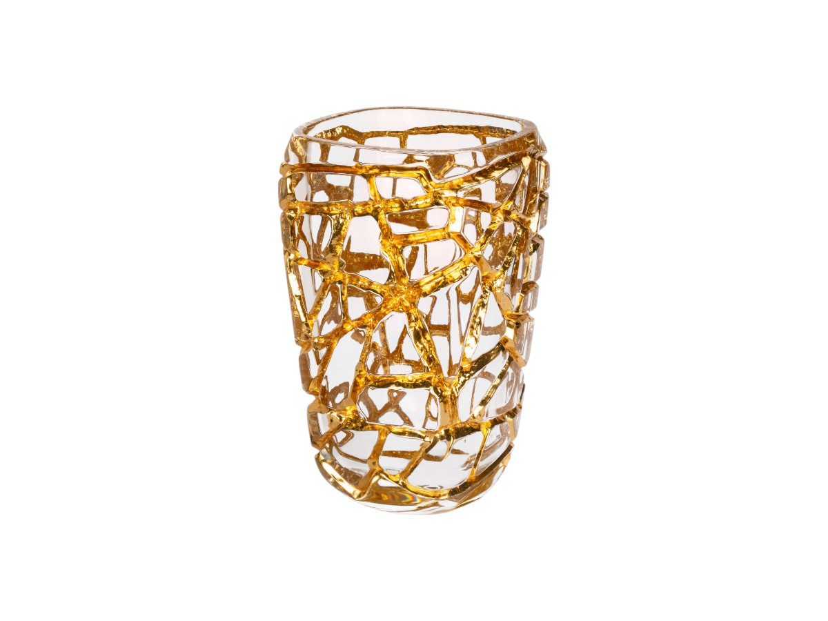 Lalique Magnitude Grand Vase With Gold Leaves