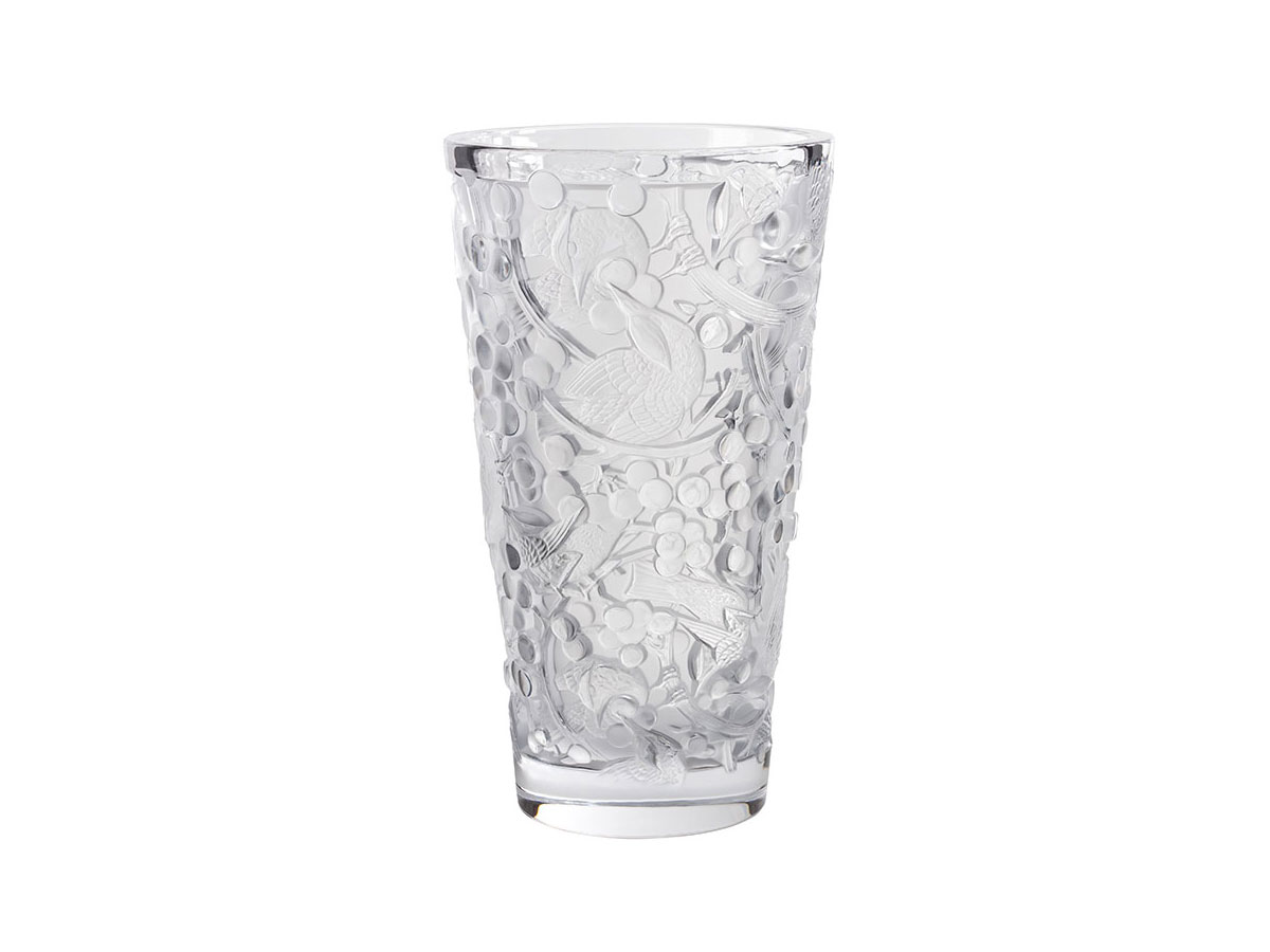 Lalique Merles Et Raisins Large Vase Clear