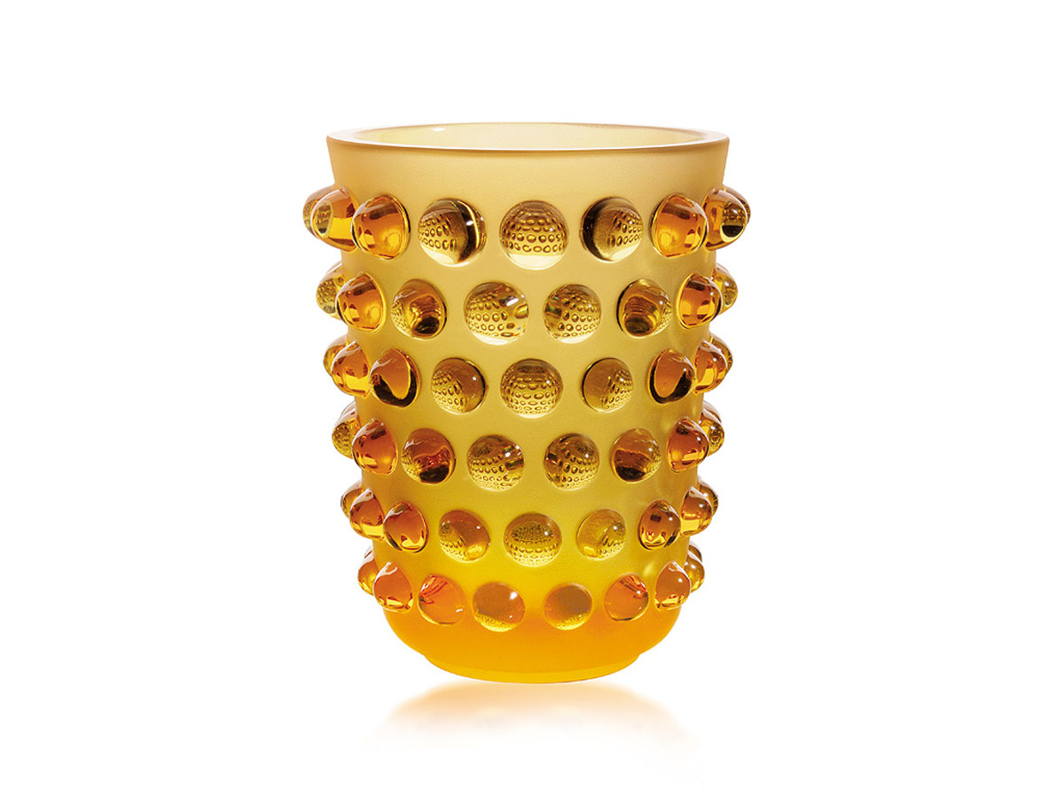 Lalique Mossi Amber Vase