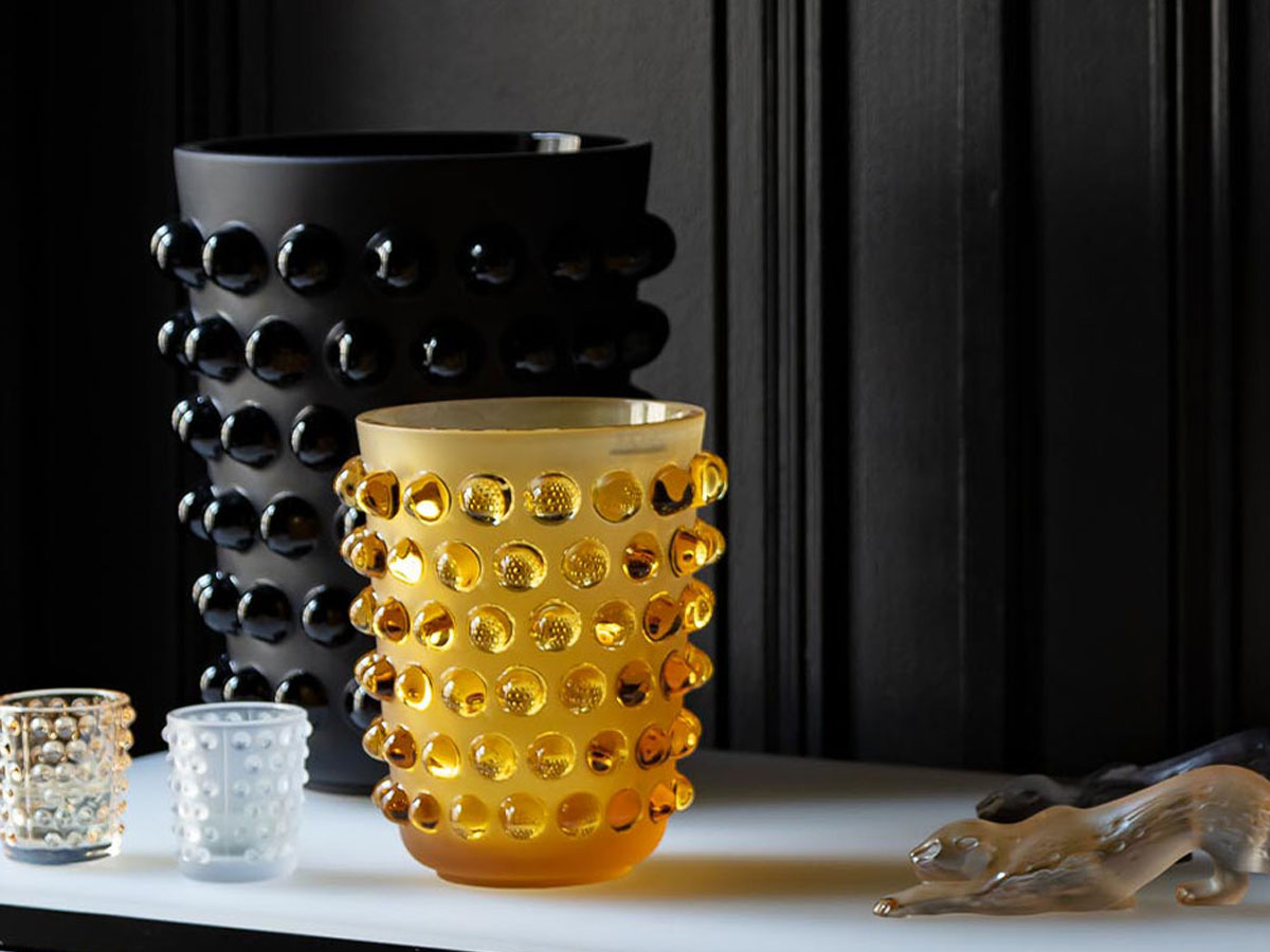 Lalique Mossi Amber Vase