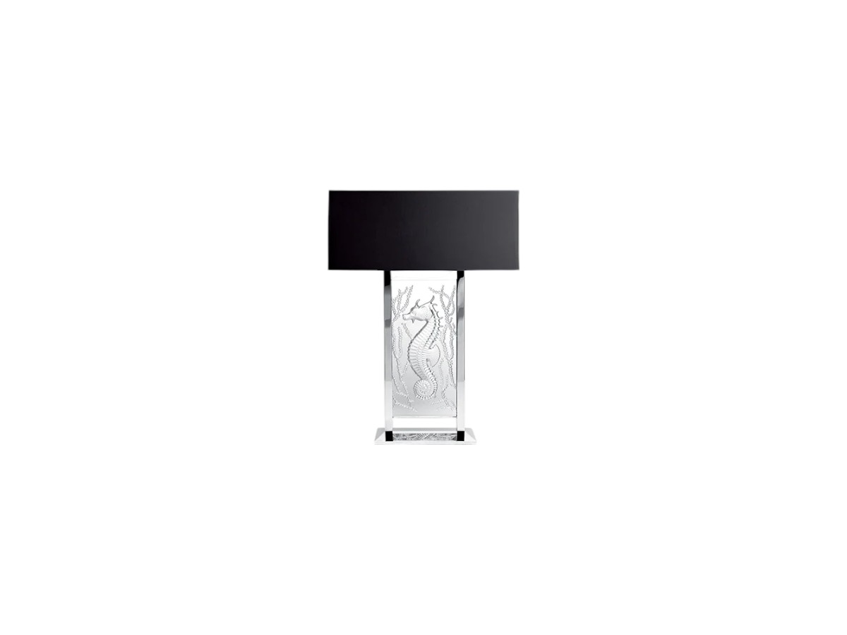 Lalique Poseidon Table Lamp Clear Crystal Chrome