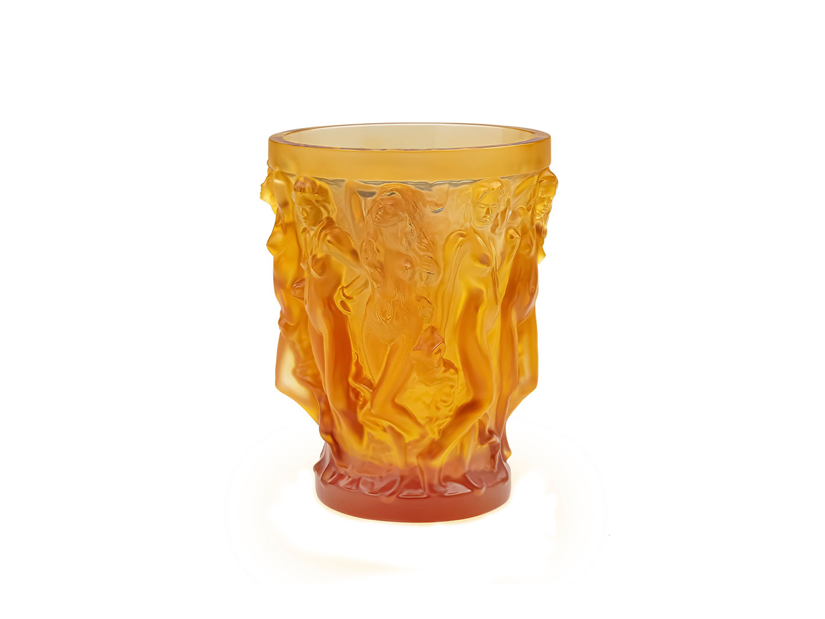 Lalique Sirenes Vase H 24 Amber