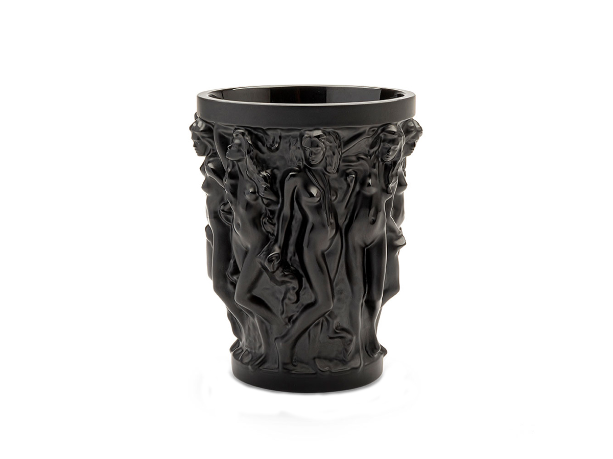 Lalique Sirenes Vase H 24 Black