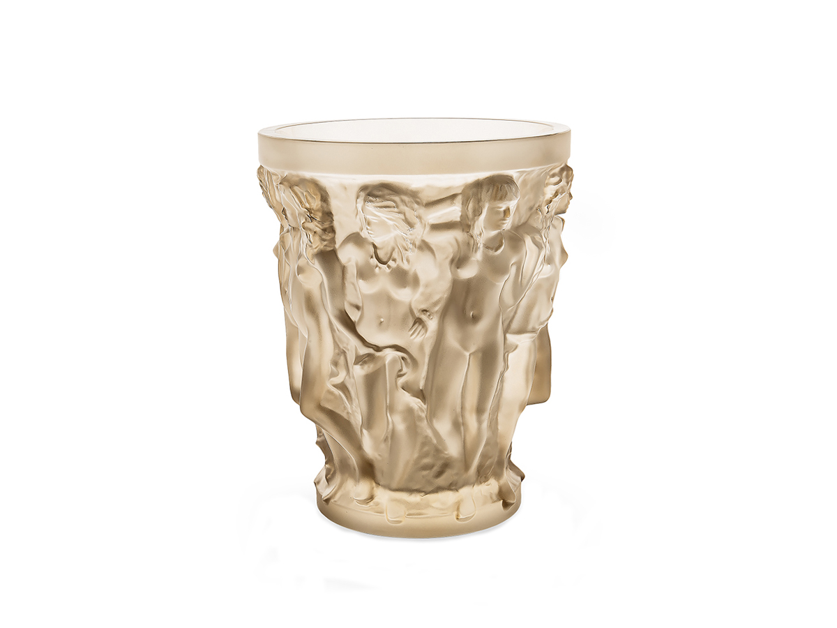 Lalique Sirenes Vase H 24 Gold Luster